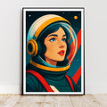 Affiche art - Femme, Astronaute, Cosmonaute, Espace - art moderne, impression, poster
