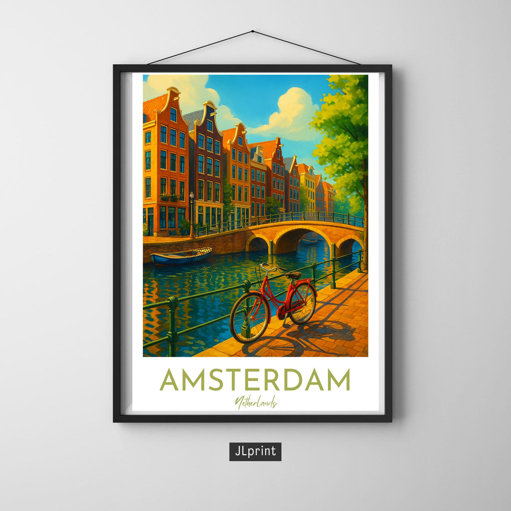 Affiche voyage - Amsterdam, Hollande, Pays-Bas, Amstel - art moderne, impression, poster