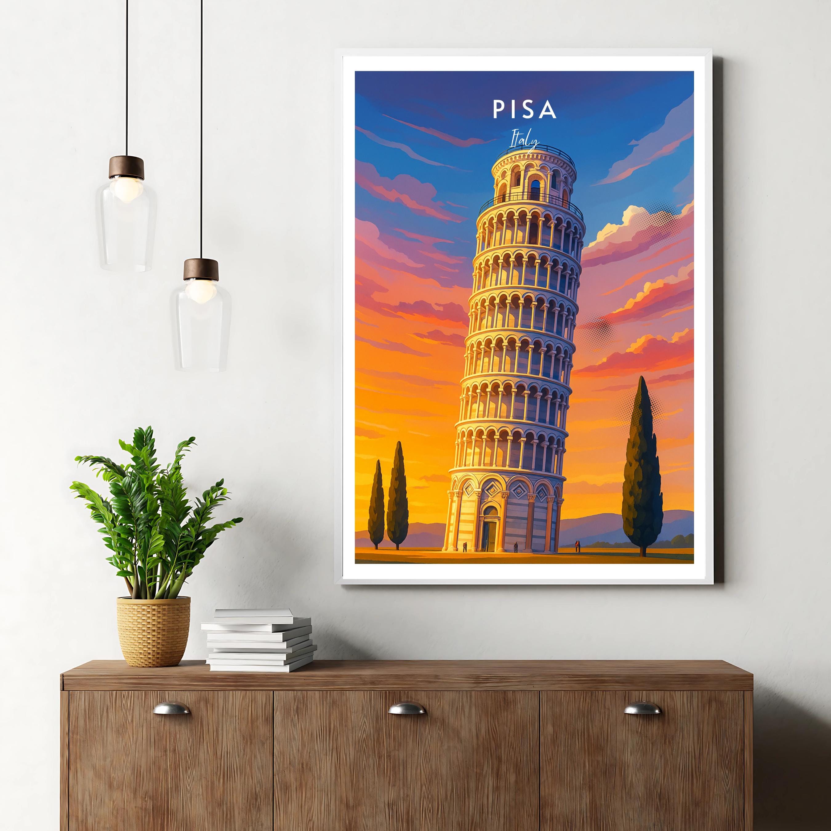 Affiche voyage - Pise, Toscane, Italie, Tour de Pise - art moderne, impression, poster
