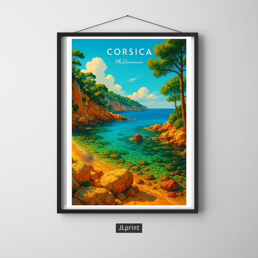 Affiche voyage - Corse, Méditerranée, France, Plage - moderne, impression, poster