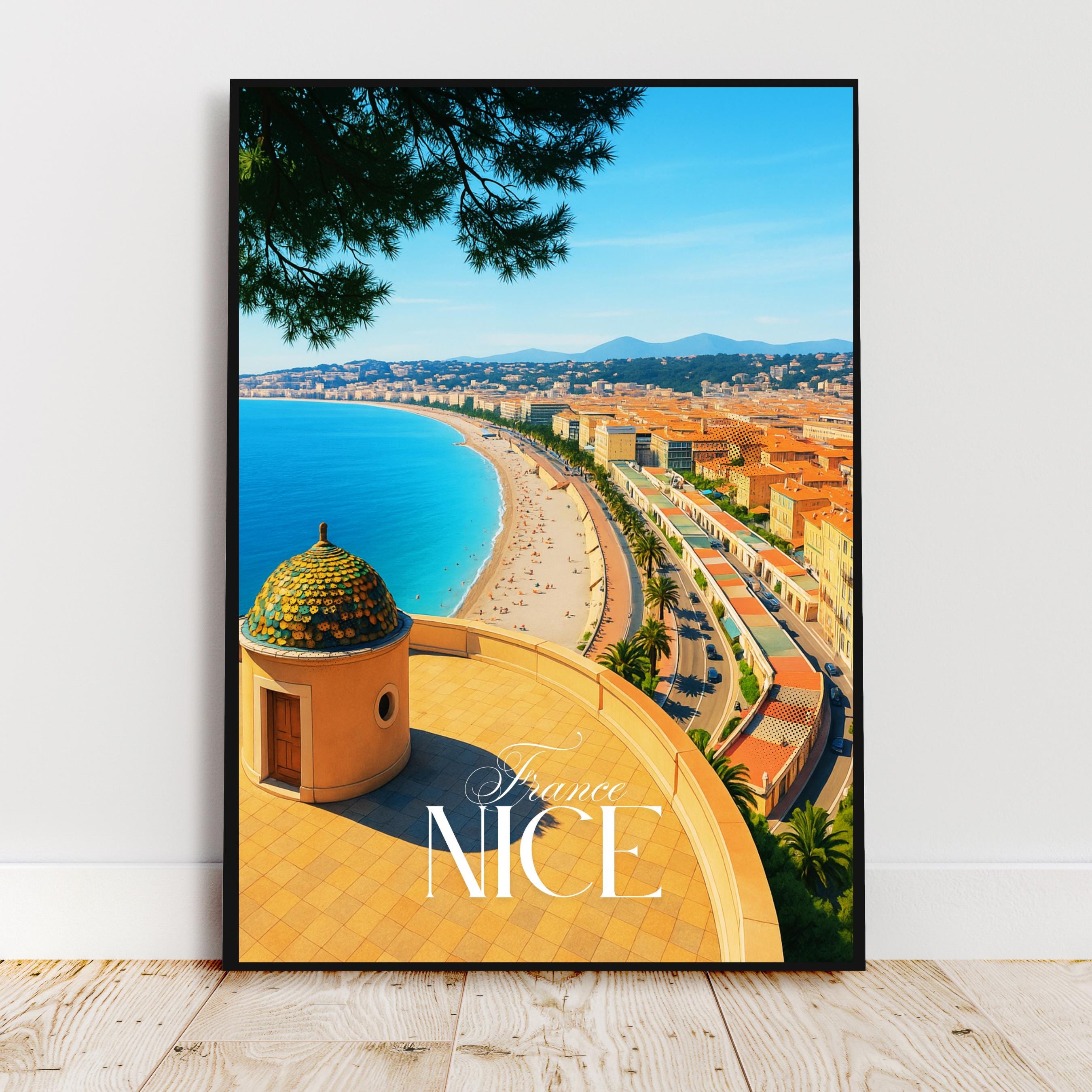 Affiche voyage - Nice, Côte d’Azur, France, Promenade des Anglais - art moderne, impression, poster