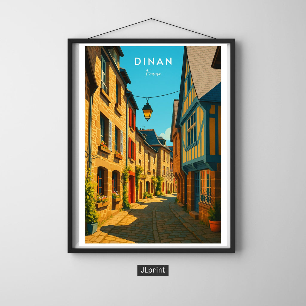 Affiche voyage - Dinan, Bretagne, France, Vielle Ville - moderne, impression, poster