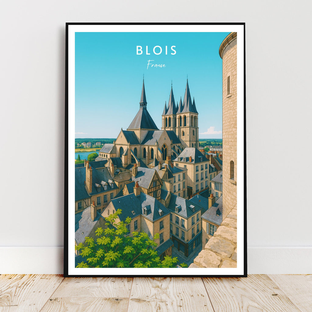Affiche voyage - Blois, Val de Loire, France, Château - art moderne, impression, poster