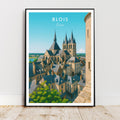 Affiche voyage - Blois, Val de Loire, France, Château - art moderne, impression, poster