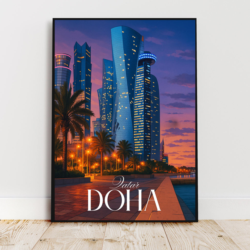 Affiche voyage - Doha, Qatar, Moyen Orient, Asie - art moderne, impression, poster