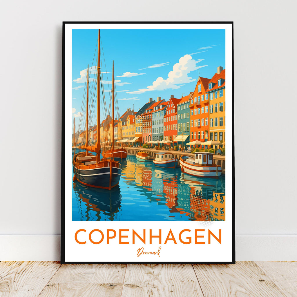 Affiche voyage - Copenhague, Danemark, Scandinavie, Europe - art moderne, impression, poster