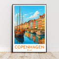 Affiche voyage - Copenhague, Danemark, Scandinavie, Europe - art moderne, impression, poster