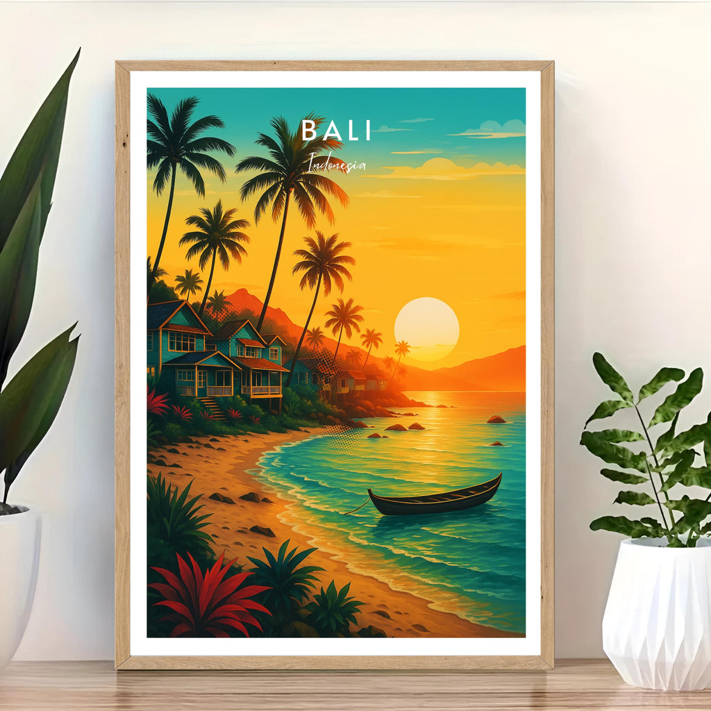 Affiche voyage - Bali, Indonésie, Asie, Plage - art moderne, impression, poster