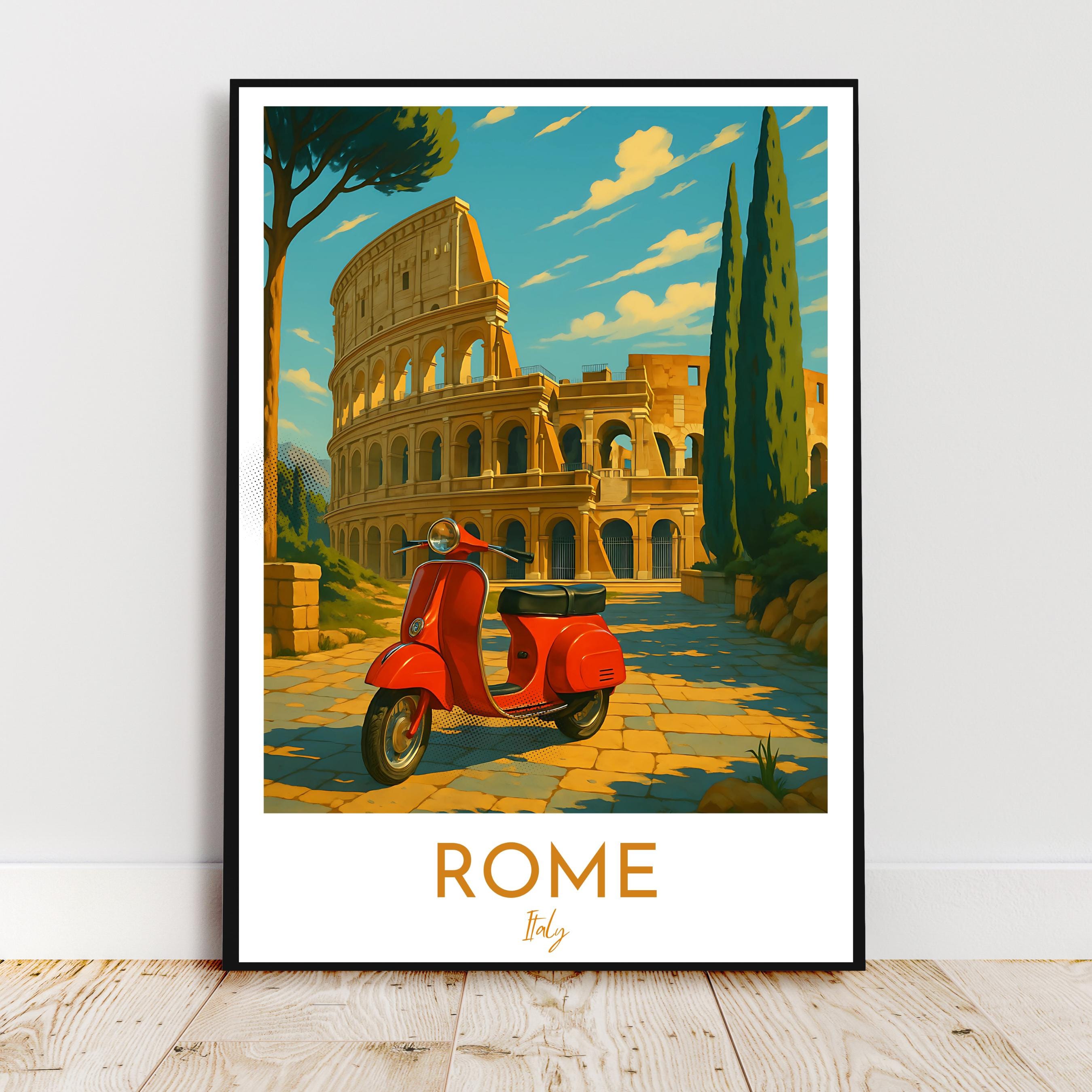 Affiche voyage - Rome, Latium, Italie, Colisée - art moderne, impression, poster