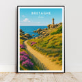 Affiche voyage - Bretagne, France, Ocean Atlantique, Phare - art moderne, impression, poster