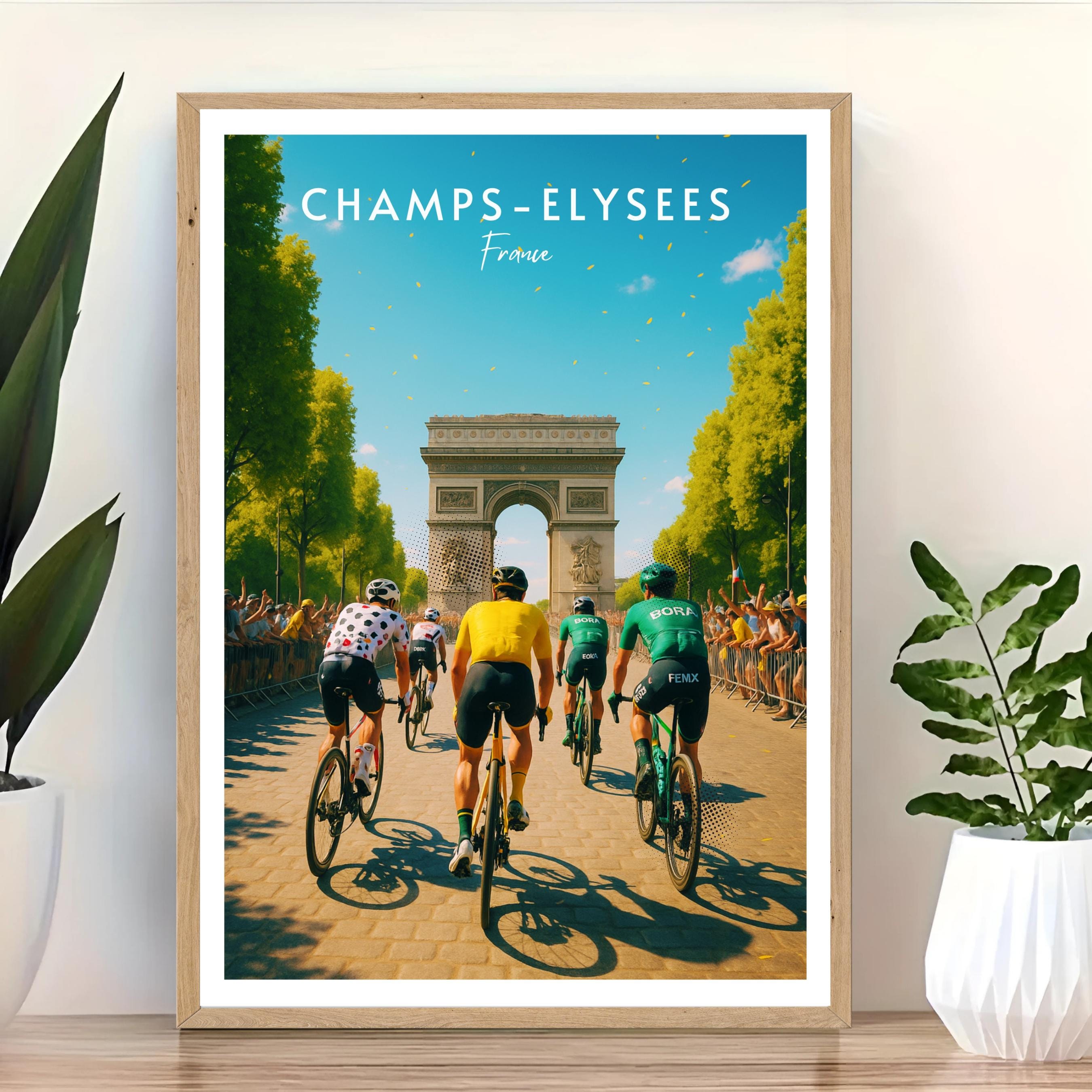 Affiche sport - Cyclisme, Vélo, Champs-Elysées, France - art moderne, impression, poster