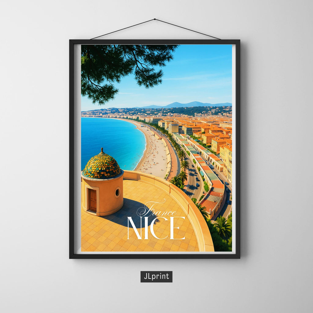 Affiche voyage - Nice, Côte d’Azur, France, Promenade des Anglais - art moderne, impression, poster