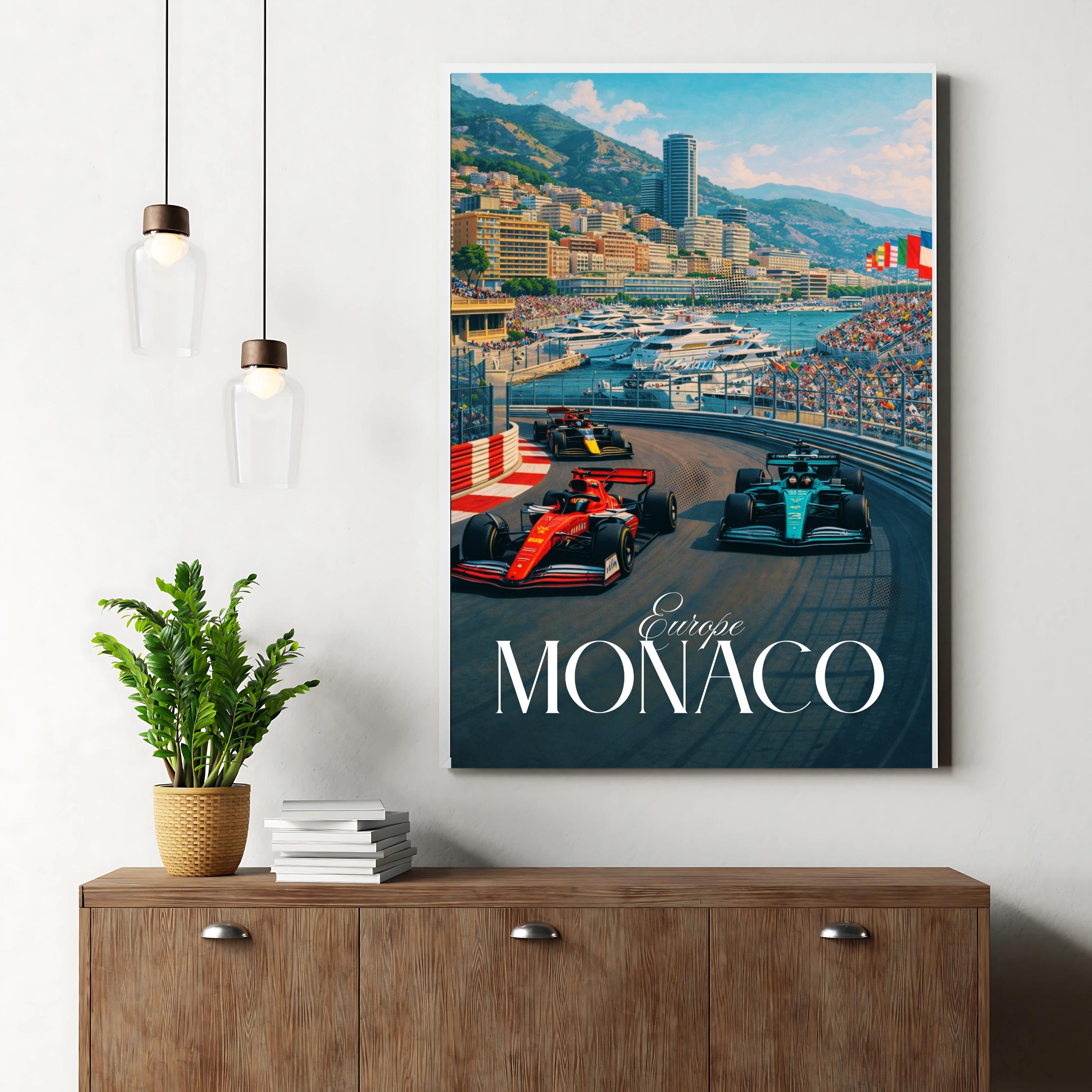 Affiche sport - Course Automobile, Formule 1, Monaco, Circuit - art moderne, impression, poster