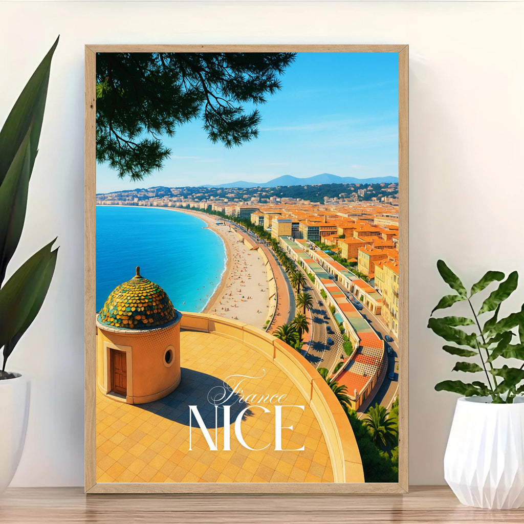 Affiche voyage - Nice, Côte d’Azur, France, Promenade des Anglais - art moderne, impression, poster