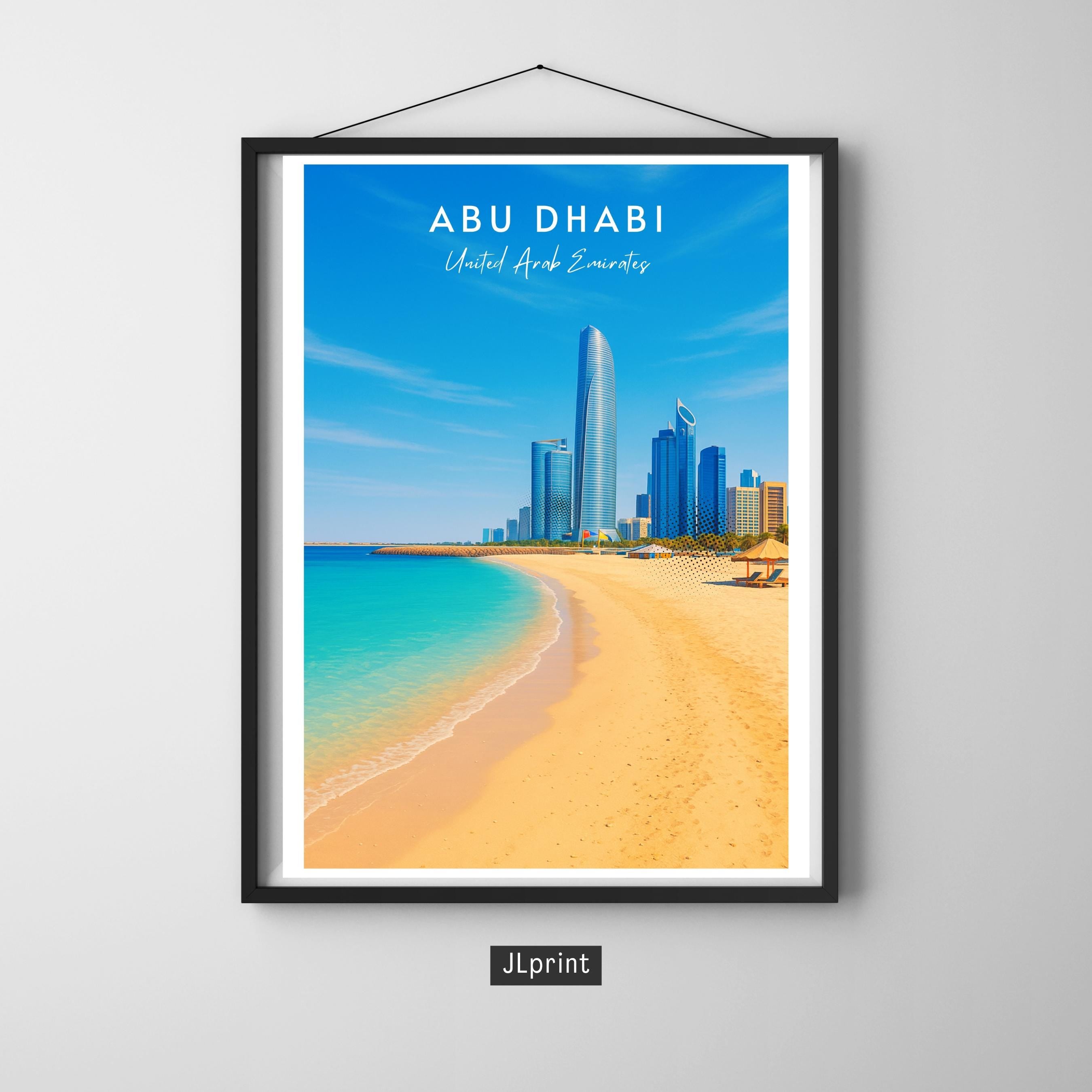 Affiche voyage - Abou Dabi, Emirats Arabes Unis, Moyen Orient, Asie - art moderne, impression, poster