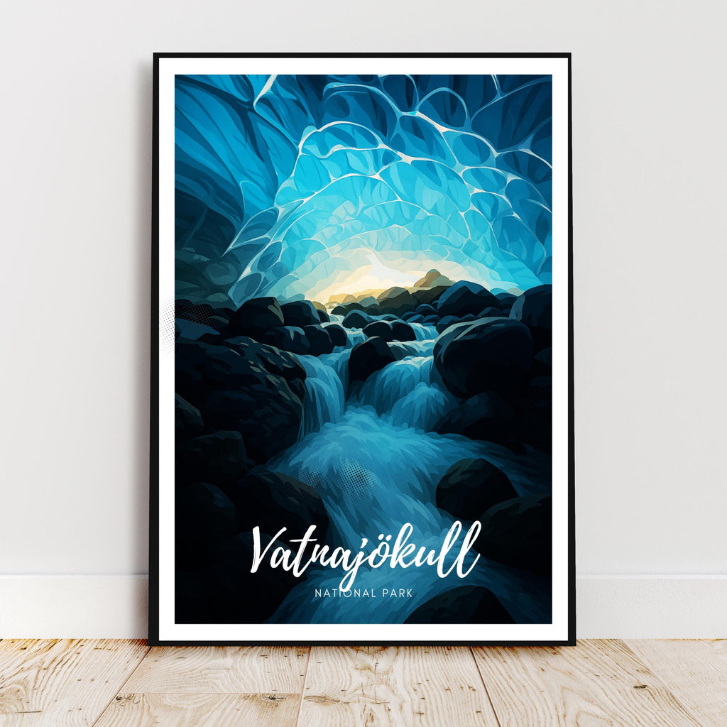 Affiche voyage - Vatnajökull, Parc National, Islande, Glacier - art moderne, impression, poster