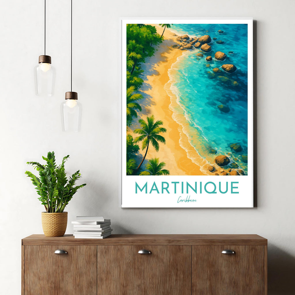 Affiche voyage - Martinique, Antilles, Caraïbes, Plage - art moderne, impression, poster