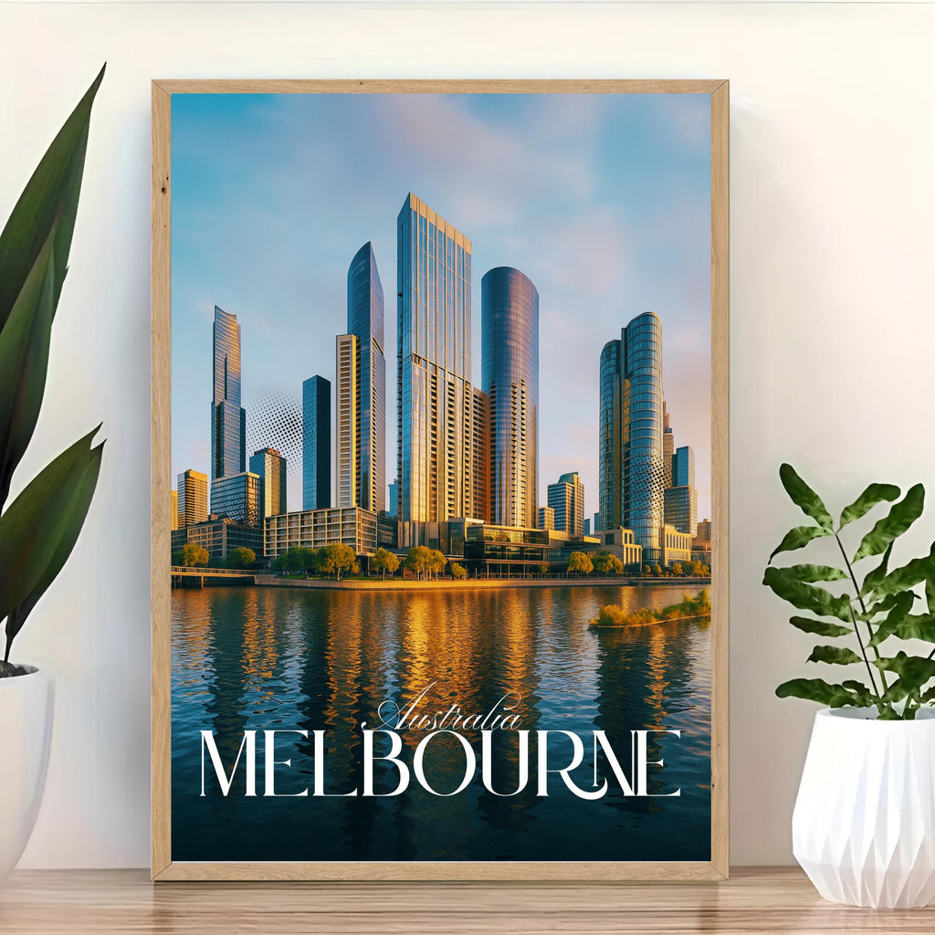 Affiche voyage - Melbourne, Australie, Océanie, Skyline - art moderne, impression, poster
