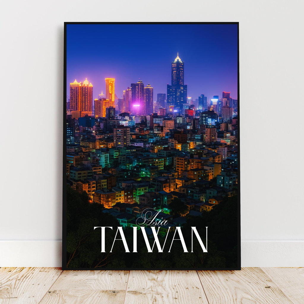 Affiche voyage - Taïwan, Asie, Kaohsiung, Skyline - art moderne, impression, poster