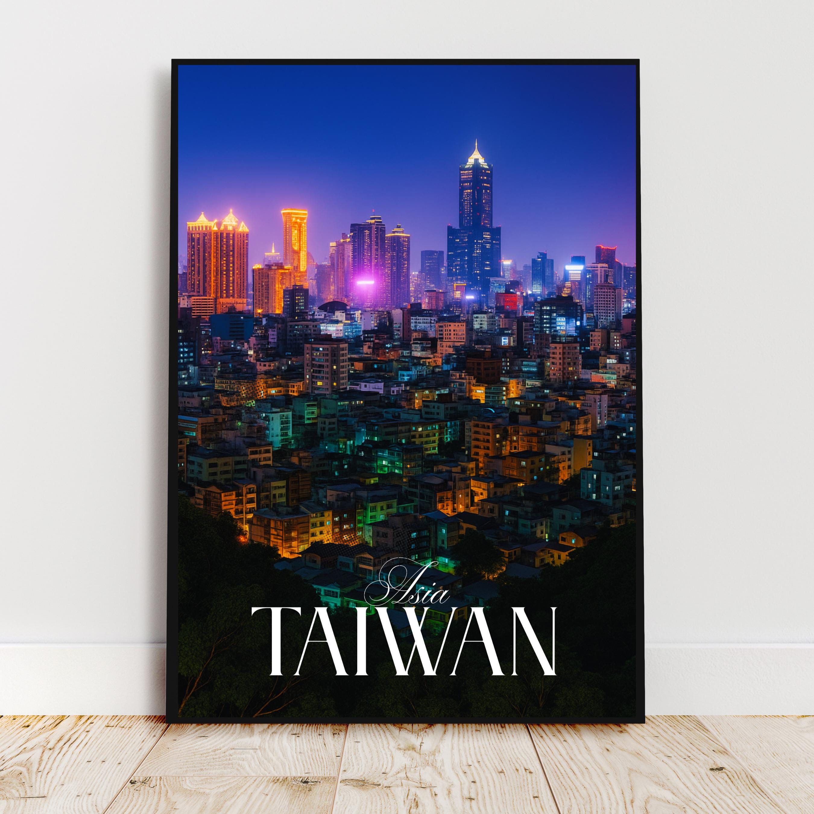 Affiche voyage - Taïwan, Asie, Kaohsiung, Skyline - art moderne, impression, poster