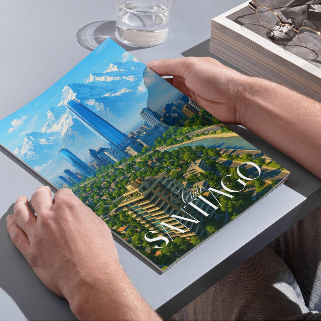 Affiche voyage - Santiago, Chili, Amerique, Andes - art moderne, impression, poster