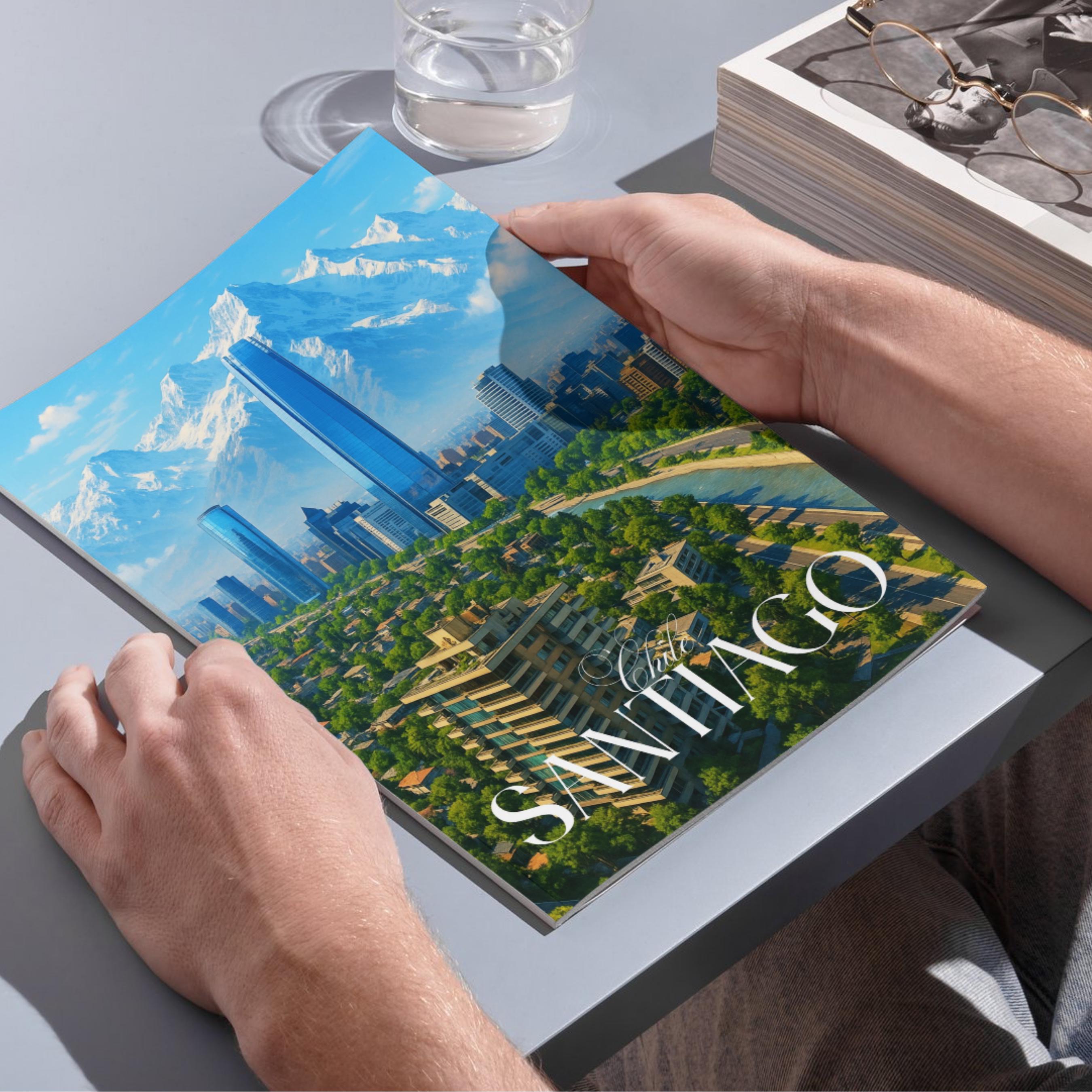 Affiche voyage - Santiago, Chili, Amerique, Andes - art moderne, impression, poster