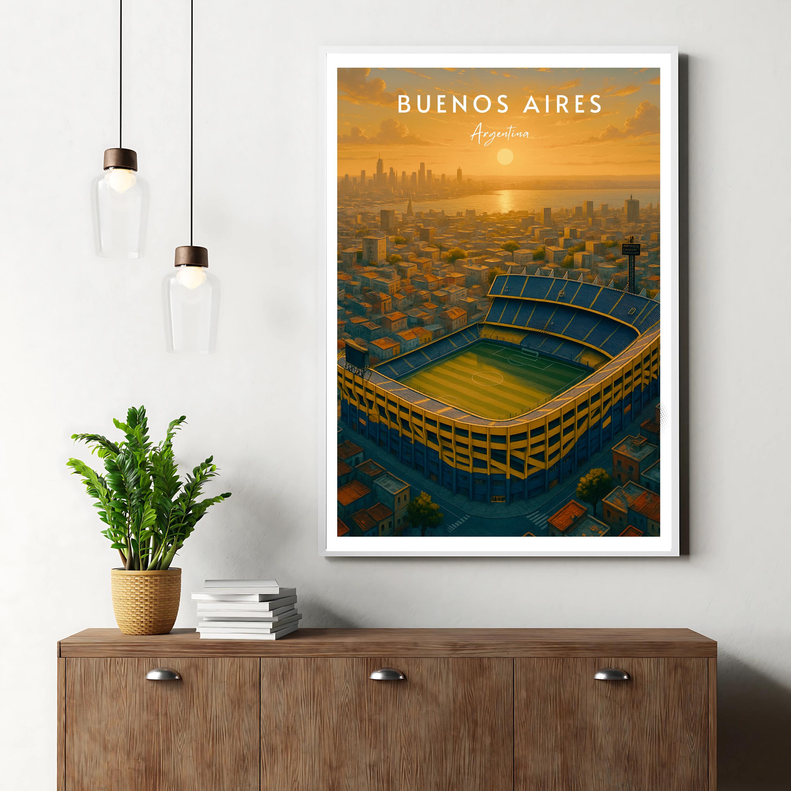 Affiche sport - Football, Buenos Aires, Argentine, Stade Bombonera - art moderne, impression, poster