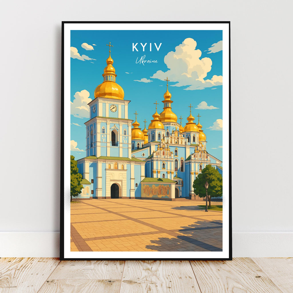 Affiche voyage - Kiev, Ukraine, Europe, Cathédrale Saint-Michel - art moderne, impression, poster