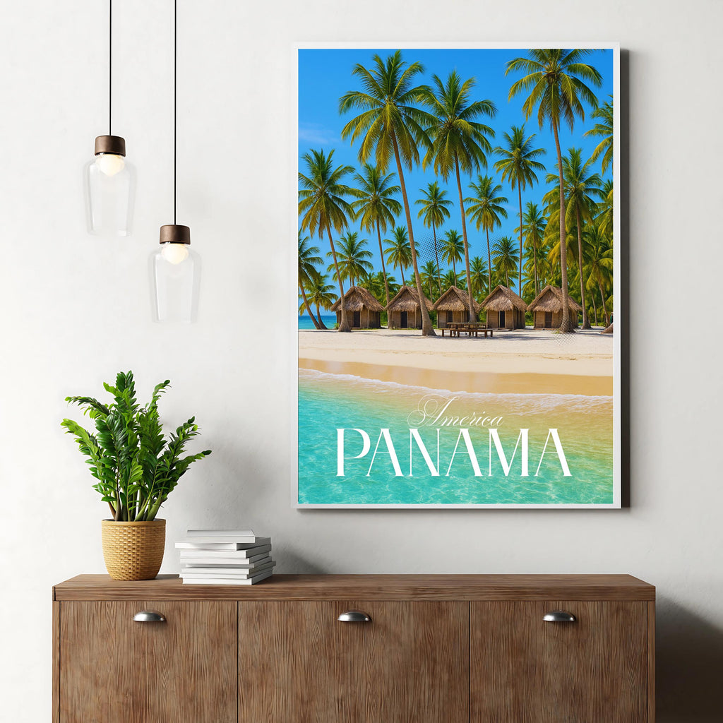 Affiche voyage - Panama, Caraïbes, Amerique, Plage - art moderne, impression, poster