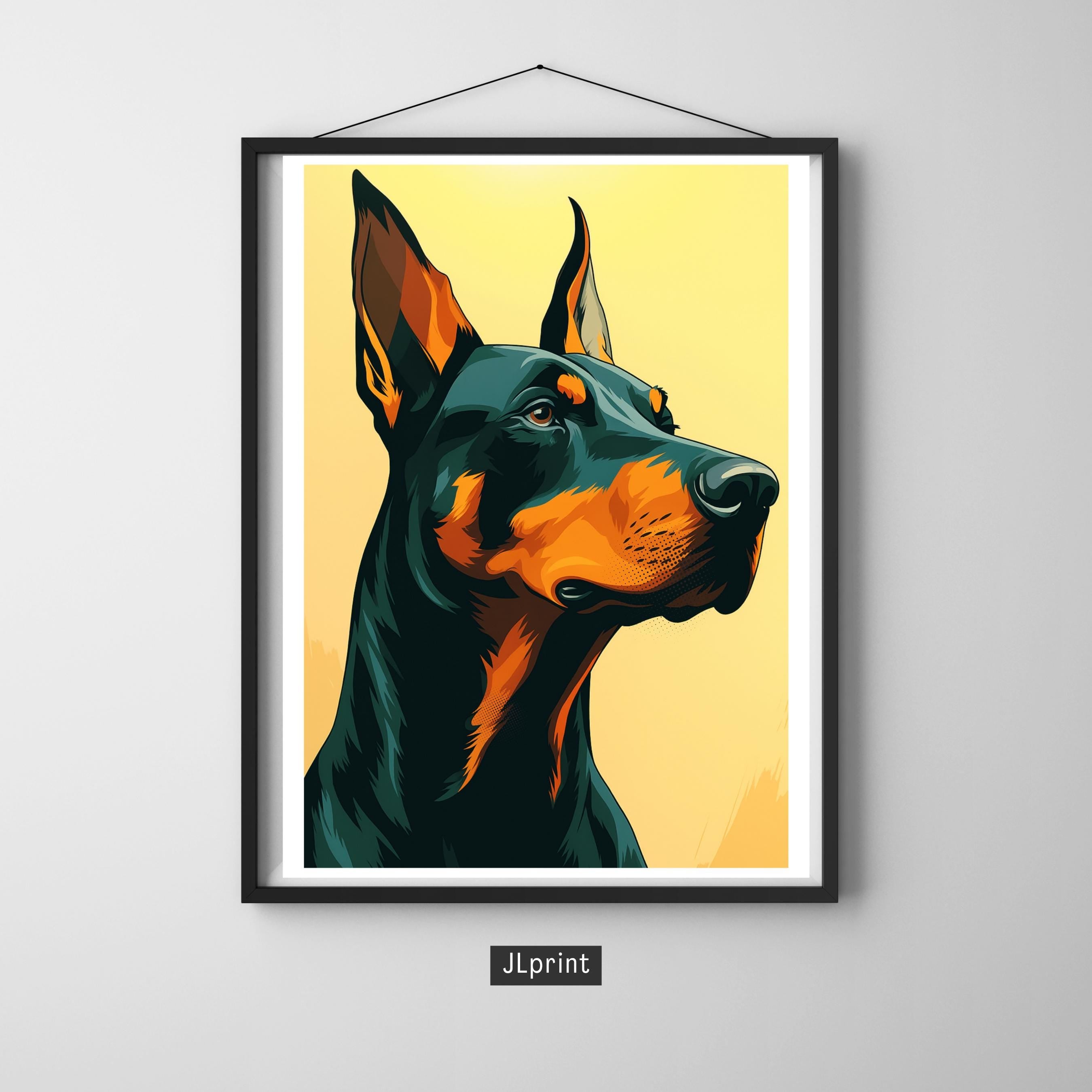 Affiche animaux - Dobermann, Chien, Canin, Animal Compagnie - art moderne, impression, poster