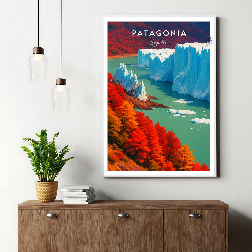 Affiche voyage - Patagonie, Argentine, Amerique, Glacier Perito Moreno - art moderne, impression, poster