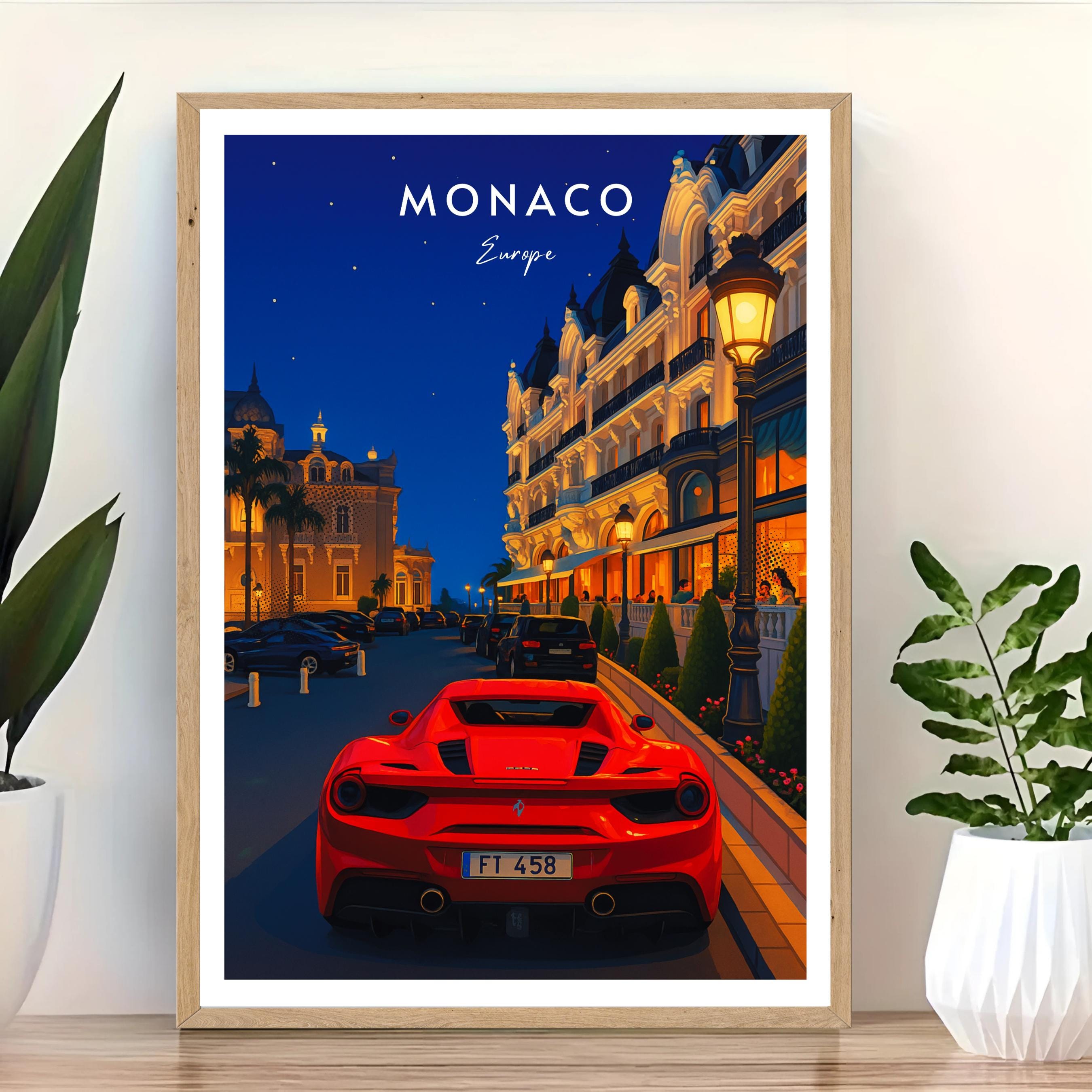 Affiche voyage - Monaco, Europe, Principauté, French Riviera - art moderne, impression, poster