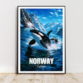 Affiche voyage - Norvège, Europe, Fjord, Orques - art moderne, impression, poster