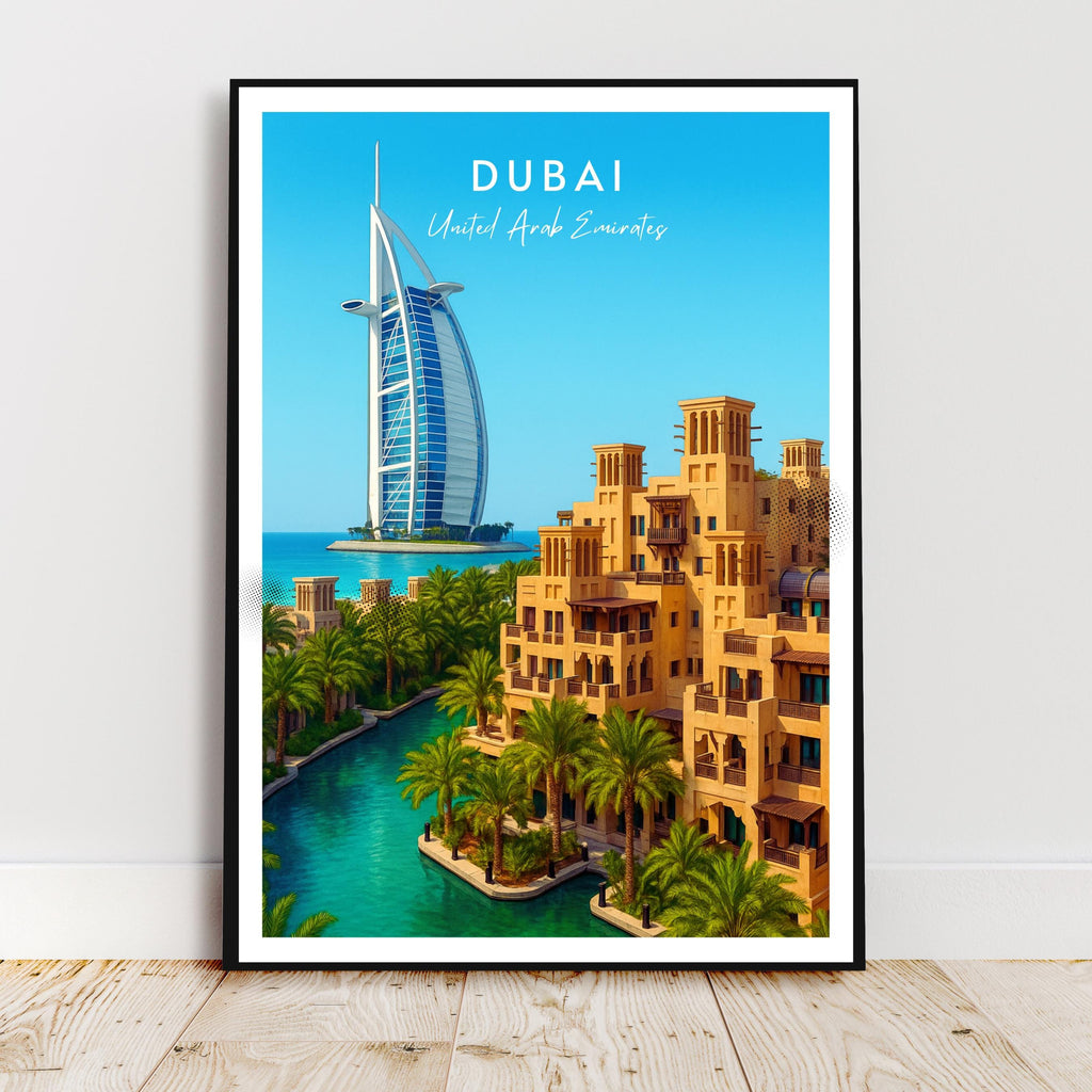 Affiche voyage - Dubaï, Emirats Arabes Unis, Moyen Orient, Burj Al Arab - art moderne, impression, poster