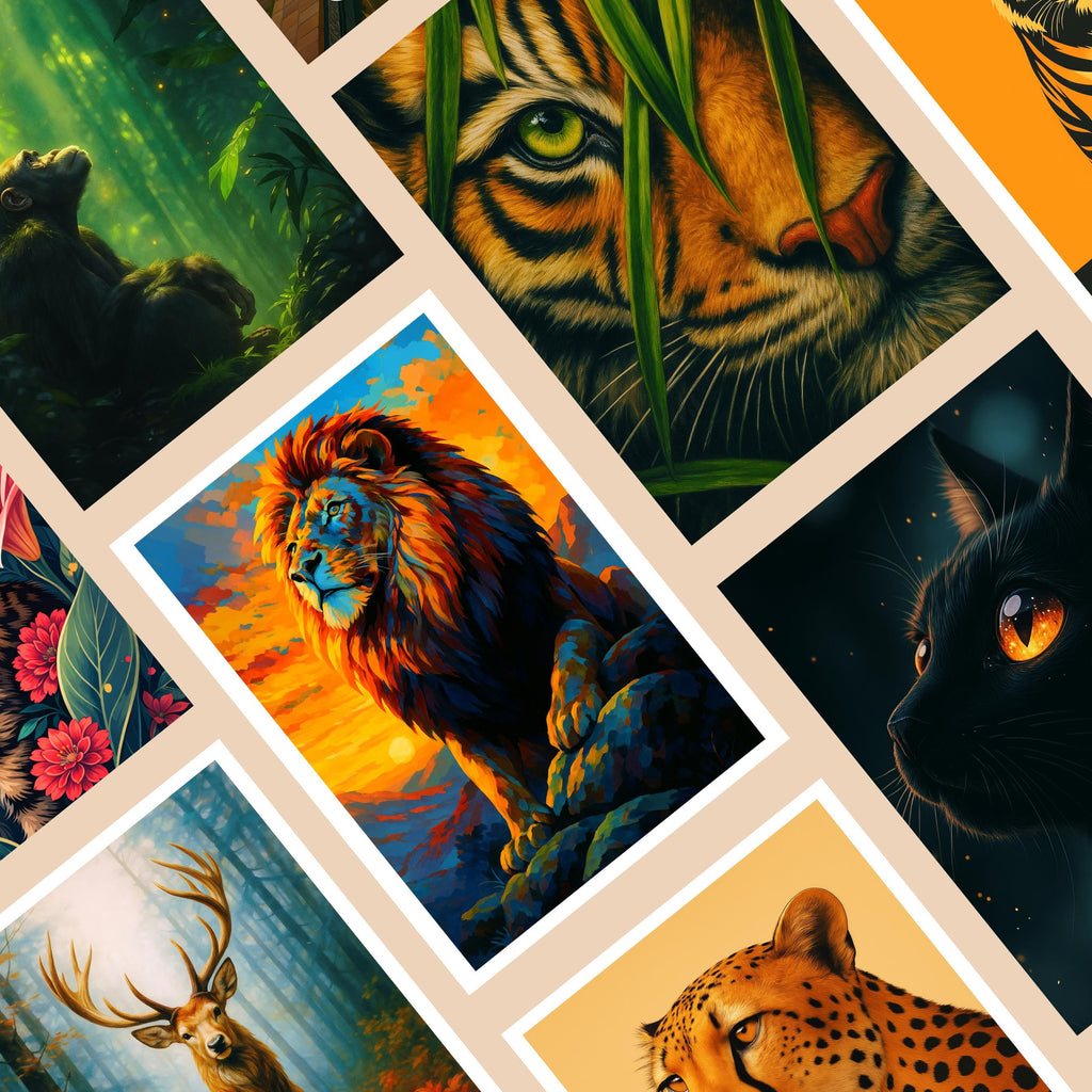 Affiche animaux - Lion, Félin, Savane, Animal Sauvage - art moderne, impression, poster