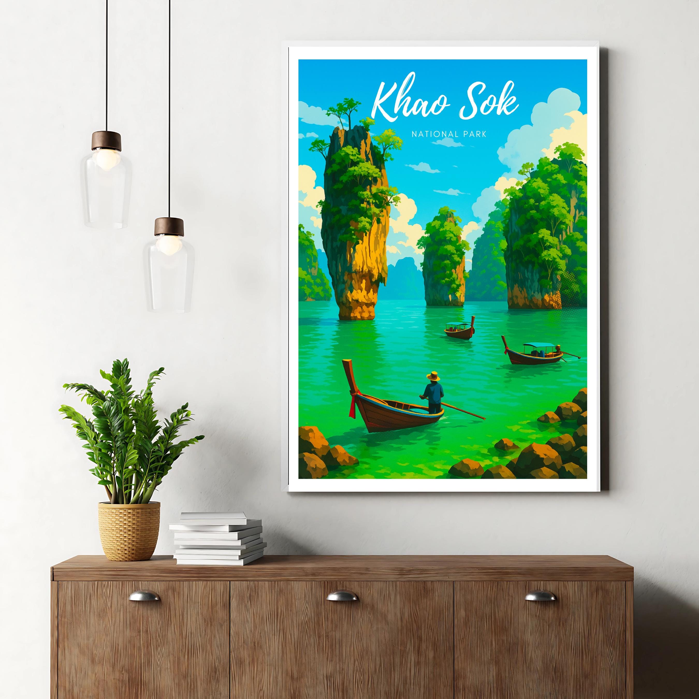 Affiche voyage - Khao Sok, Parc National, Thaïlande, Asie - art moderne, impression, poster