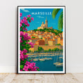 Affiche voyage - Marseille, Provence, France, Port - art moderne, impression, poster