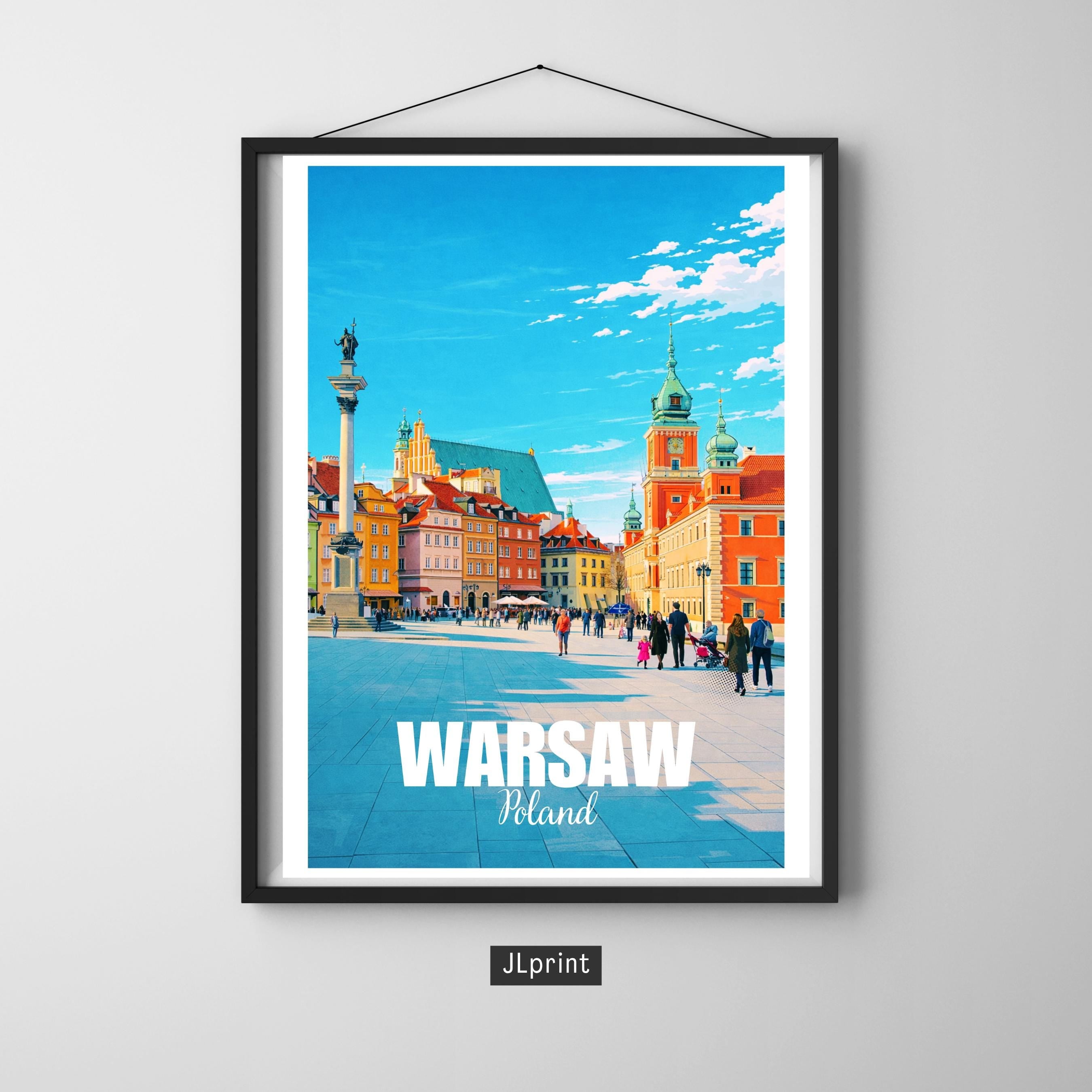Affiche voyage - Varsovie, Pologne, Europe, Vielle Ville - art moderne, impression, poster