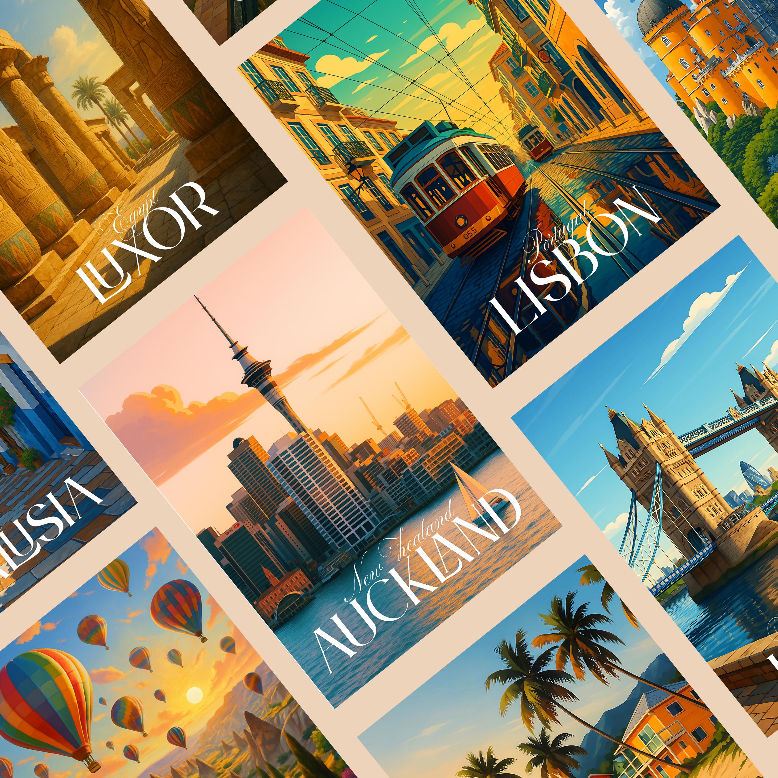 Affiche voyage - Auckland, Nouvelle Zélande, Océanie, Skyline - art moderne, impression, poster