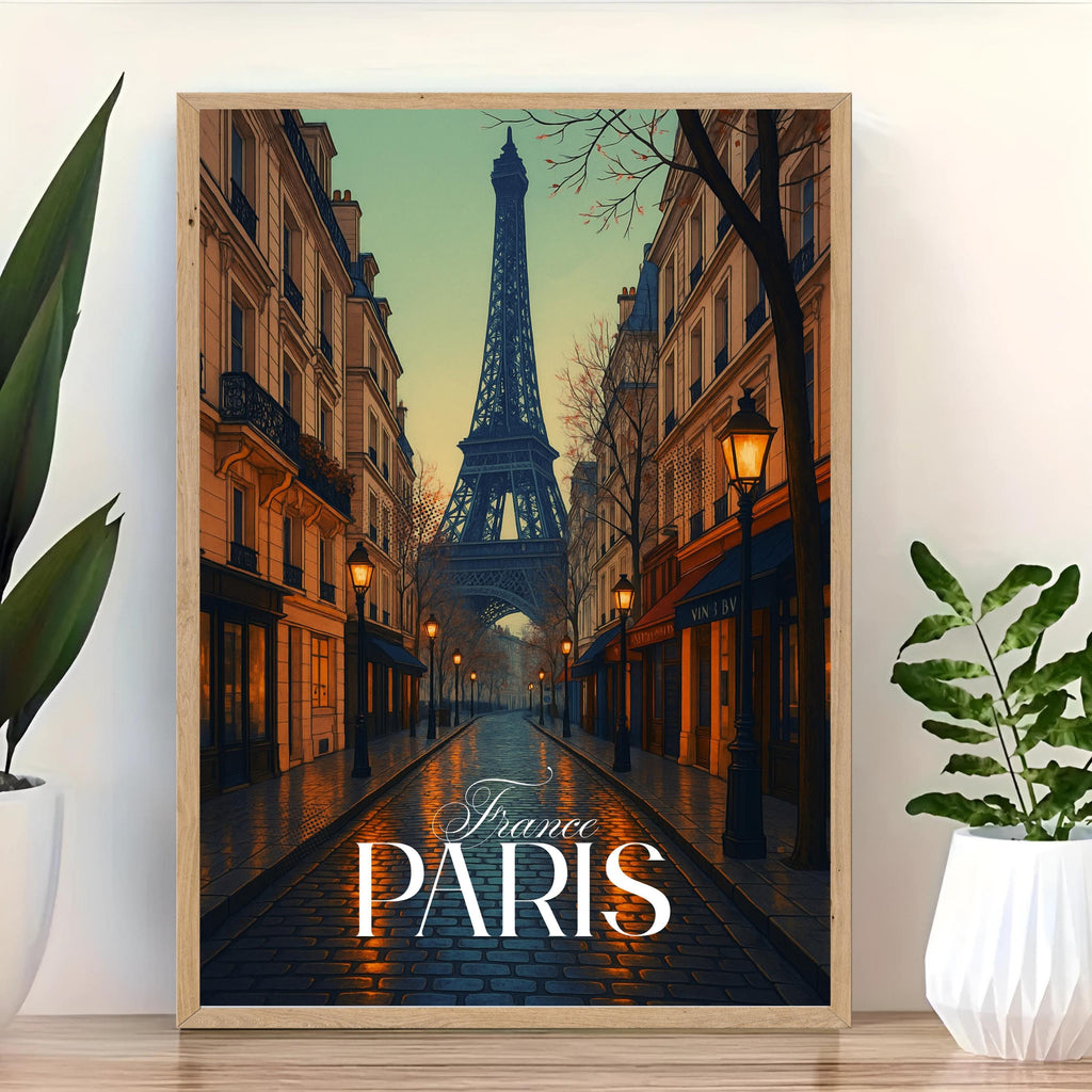 Affiche voyage - Paris, France, Tour Eiffel, Unesco - art moderne, impression, poster