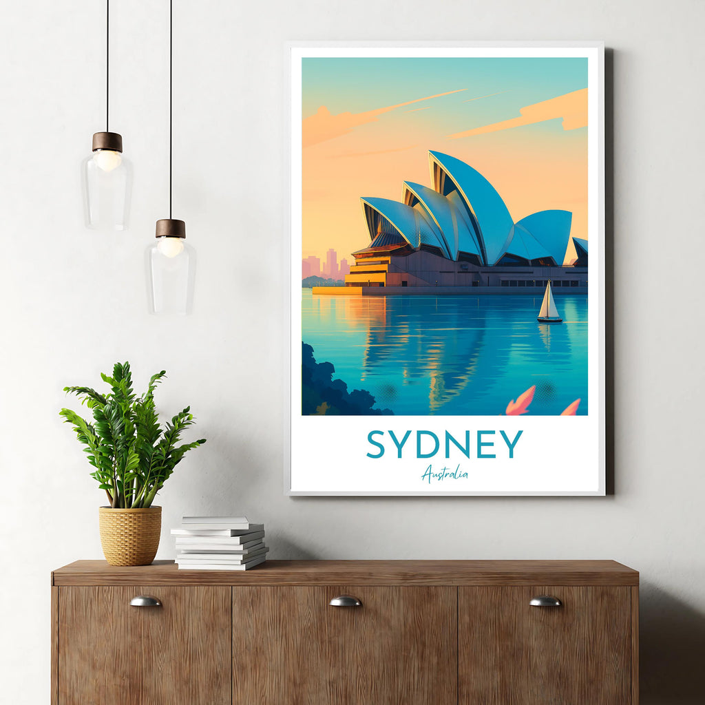 Affiche voyage - Sydney, Australie, Océan, Opéra - art moderne, impression, poster