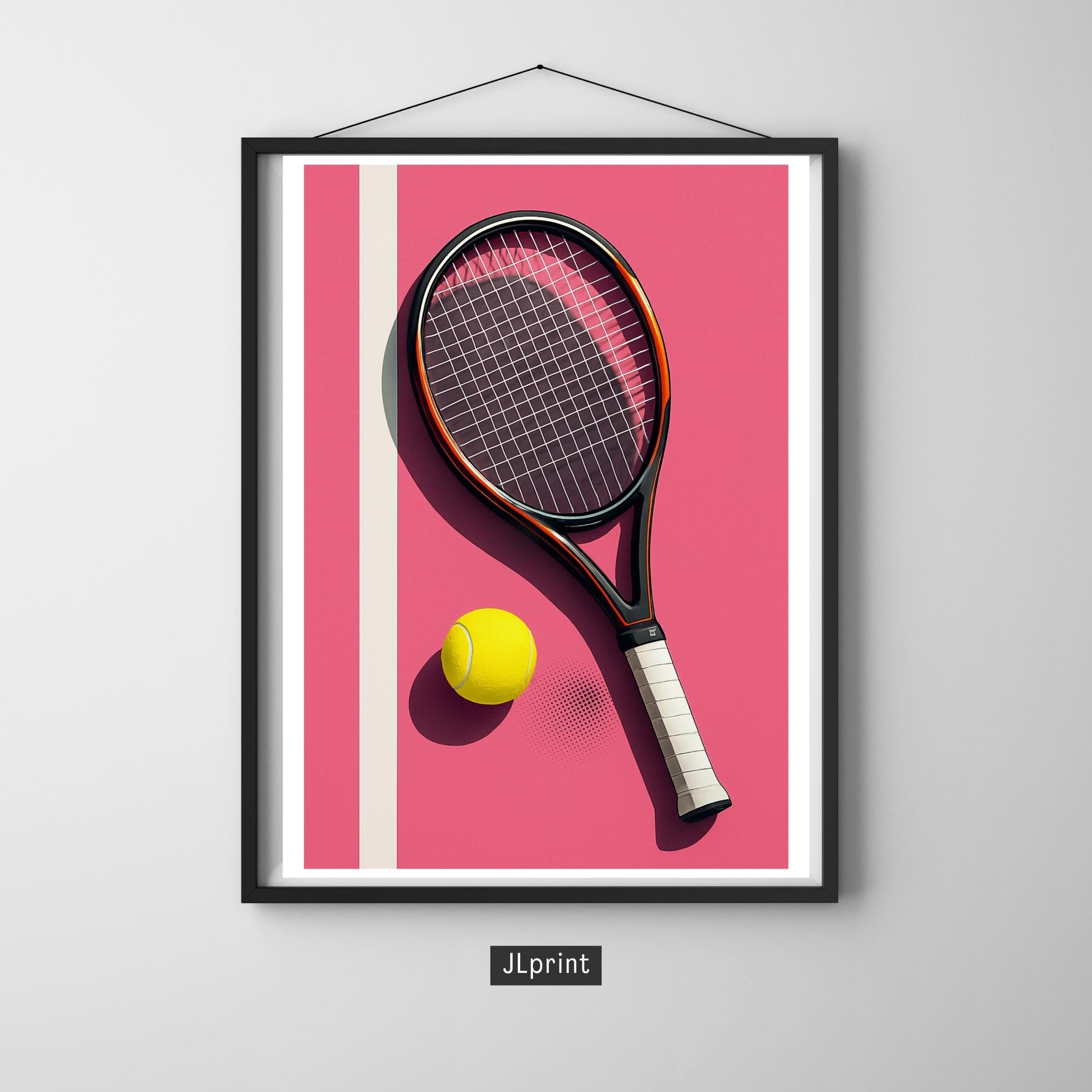 Affiche sport - Tennis, Raquette, Balle, Terrain - moderne, impression, poster