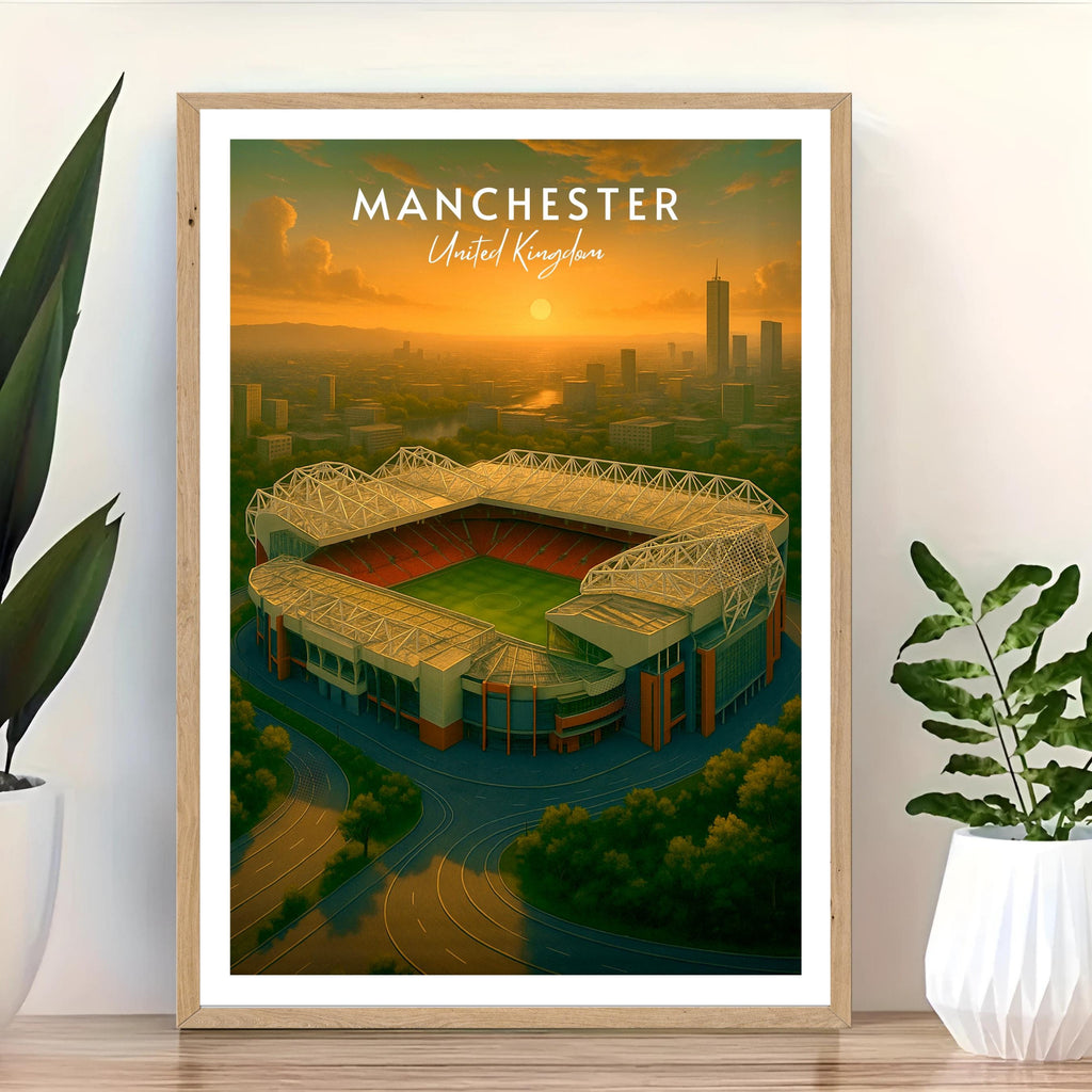 Affiche sport - Football, Manchester, Angleterre, Stade Old Trafford - art moderne, impression, poster