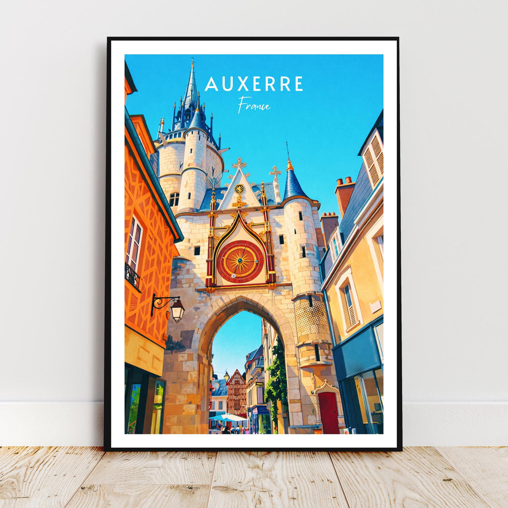 Affiche voyage - Auxerre, Bourgogne, France, Tour de l’Horloge - art moderne, impression, poster