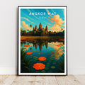 Affiche voyage - Angkor Wat, Cambodge, Asie, Temple - art moderne, impression, poster