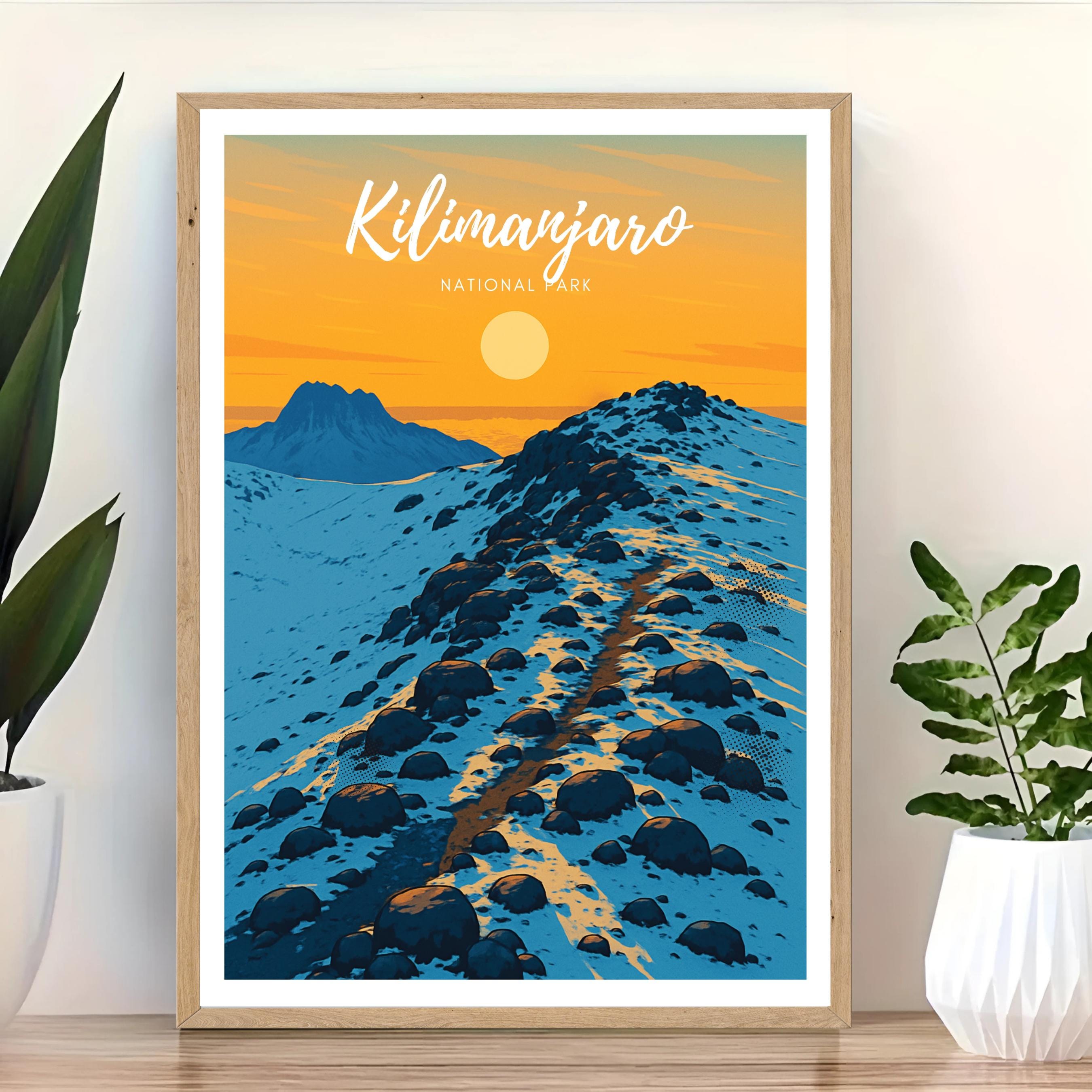 Affiche voyage - Kilimandjaro, Parc National, Tanzanie, Afrique - art moderne, impression, poster