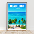 Affiche voyage - Guadeloupe, Antilles, Caraïbes, Plage - art moderne, impression, poster