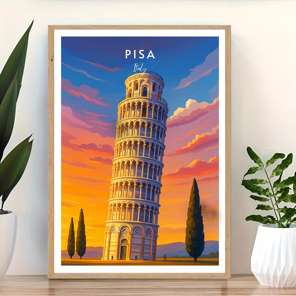 Affiche voyage - Pise, Toscane, Italie, Tour de Pise - art moderne, impression, poster