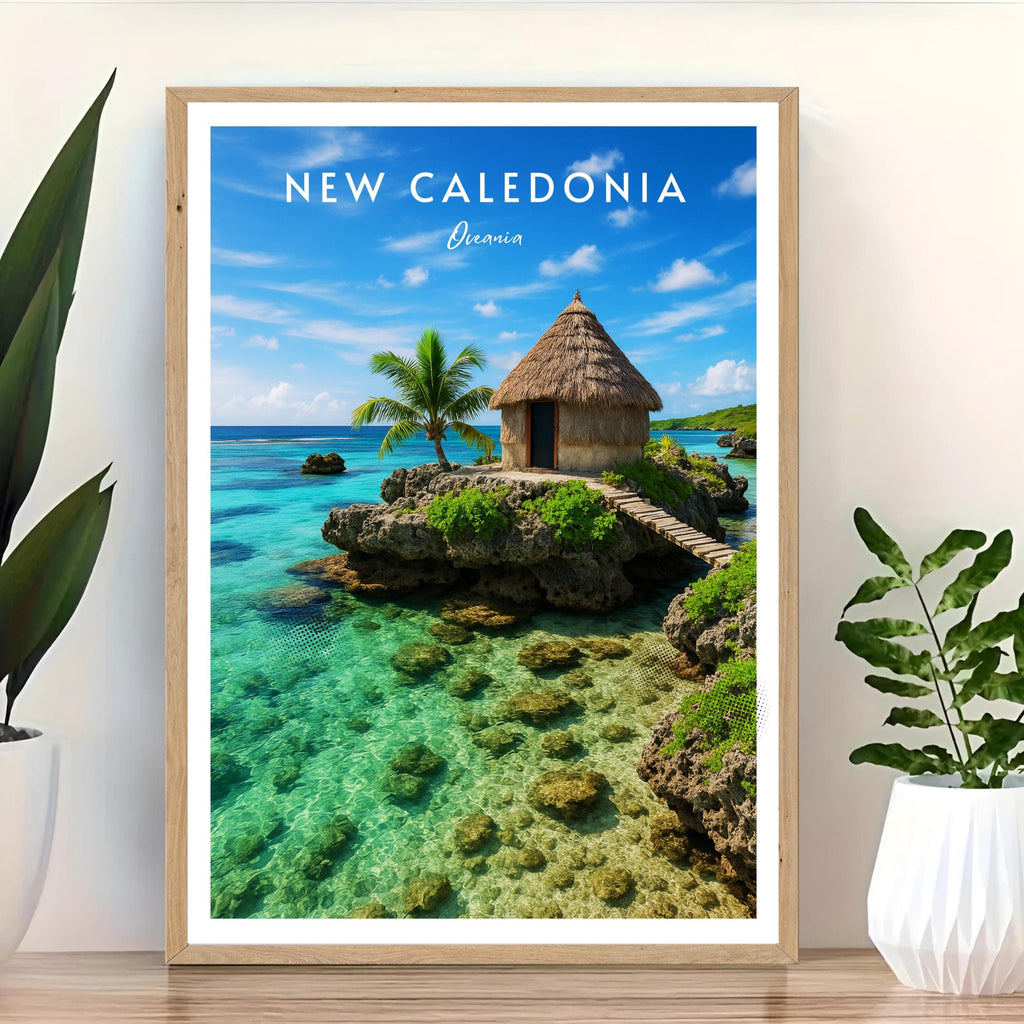 Affiche voyage - Nouvelle Calédonie, Océanie, Océan Pacifique, Lagon - art moderne, impression, poster