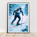 Affiche sport - Biathlon, Ski de Fond, Tir a la Carabine, Hiver - art moderne, impression, poster